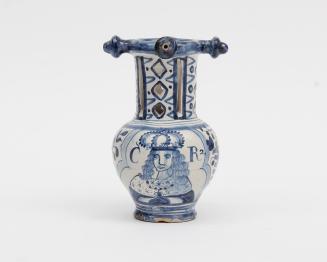 Puzzle jug commemorating Charles II (r. 1660-1685)