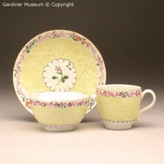 Teabowl, coffee cup and saucer in the chrysanthemum pattern