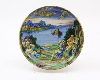 Plate with the story of Icarus