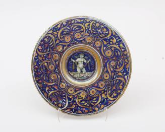 Dish with a putto (winged infant)