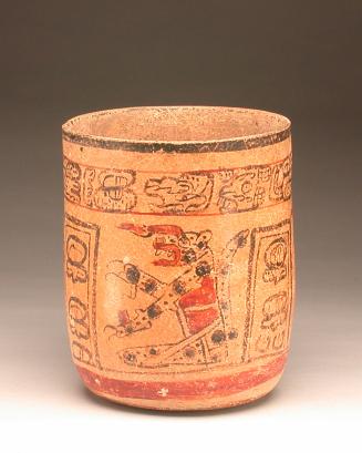 Cylindrical vase with transformation figures