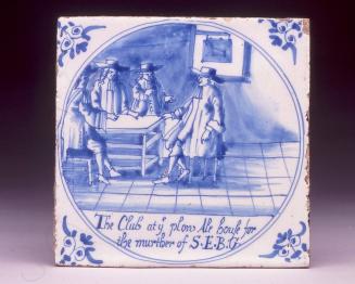 Tile with scenes from the "Horrid Hellish Popish Plot"