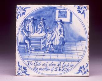 Tile with Popish Plot, scene of 'The Club'