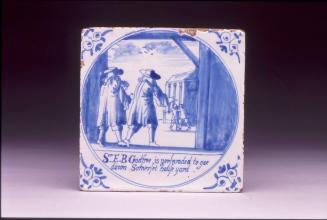 Tile with Popish Plot, scene of 'Sir E.B. Godfree'