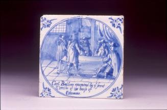 Tile with scenes from the "Horrid Hellish Popish Plot"