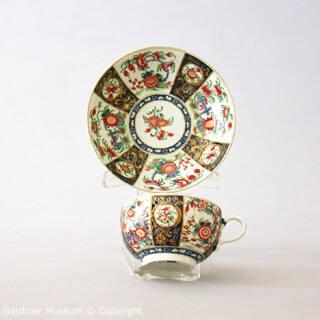 Teacup and Saucer with Kakiemon-style plants