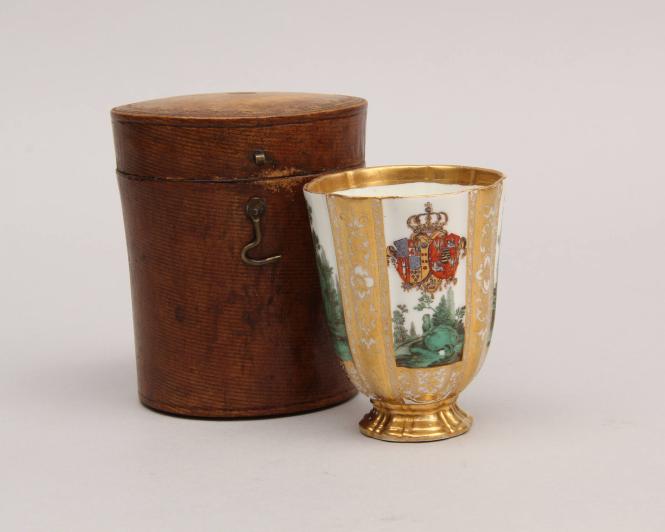 Armorial Beaker from “Green Watteau” Service and Period Case