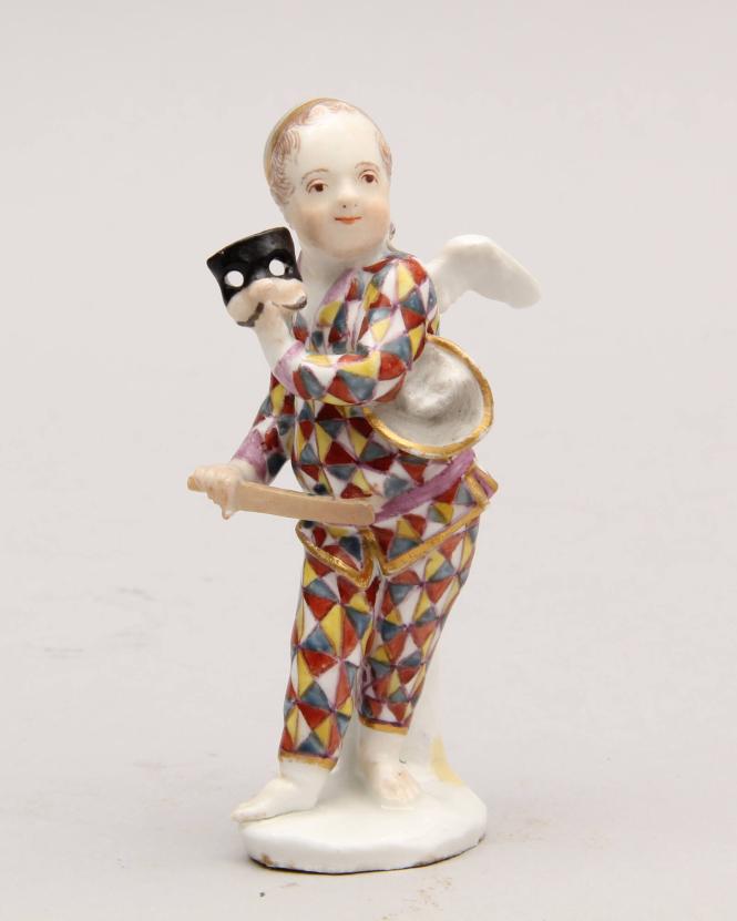 Putto dressed as Harlequin