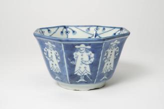 Octagonal bowl with European figures