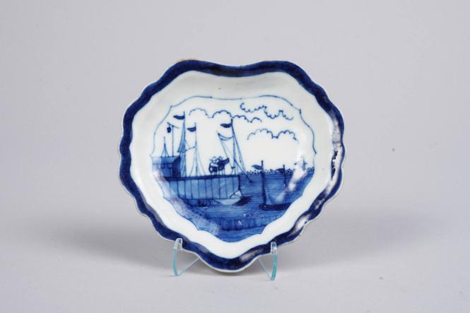 Pair of Pickle Dishes with Harbour Scene after Van Frytom