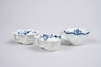 Set of Three Butterboats with Moulded Geranium Leaves 