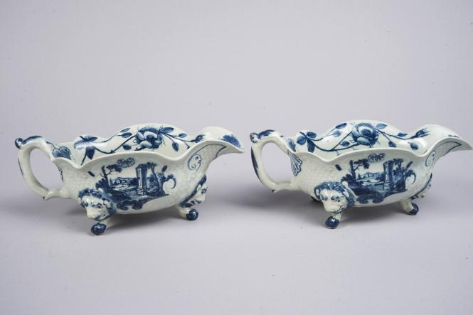 Pair of Sauceboats with European Landscapes