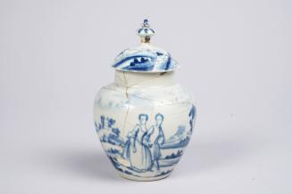 Tea Cannister with Figures in a Landscape