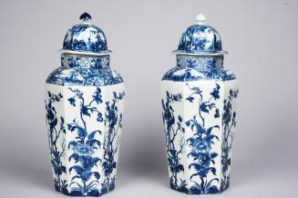 Pair of Hexagonal Vases with Covers