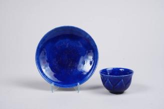 Teabowl and Saucer with Blue Ground