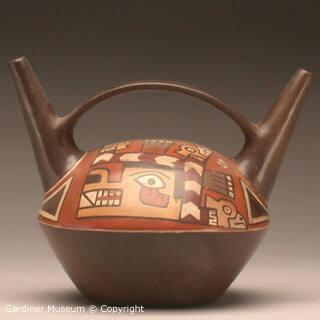 Double spout and bridge bottle with warriors