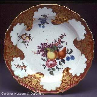 Dessert plate with 'Claret' ground, Giles workshop