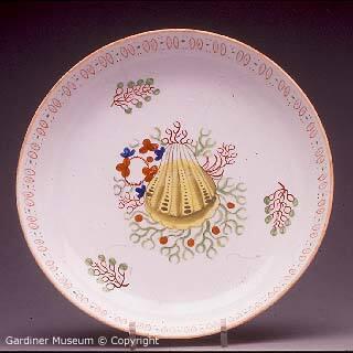 Bread and butter dish painted with seashell pattern