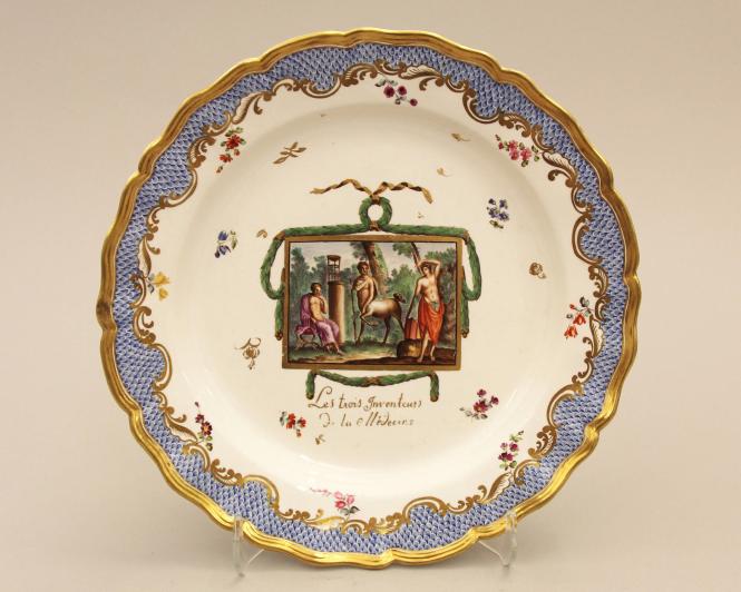 Plate with "Les Trois Inventeurs de la Medicine"