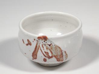 White Teabowl with Russet Design